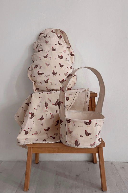 PILLOW, BASKET, RUNNER IN BEIGE COLOR