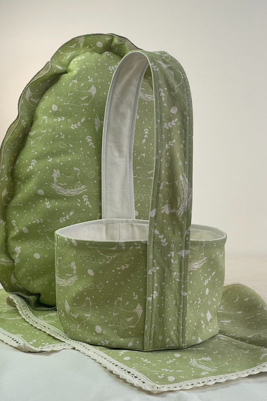 BASKET, PILLOW, RUNNER IN GREEN COLOR