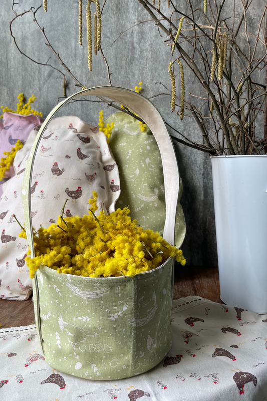 BASKET, PILLOW, RUNNER IN GREEN COLOR