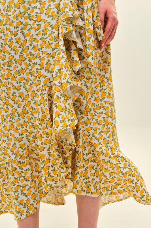 СПІДНИЦЯ НА ЗАПАХ З ВОЛАНОМ "ЛИМОНЧИК"