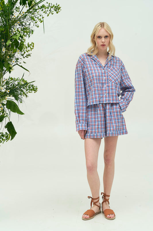 КОМПЛЕКТ З ЛЬОНУ ТА БАВОВНИ В КЛІТИНКУ