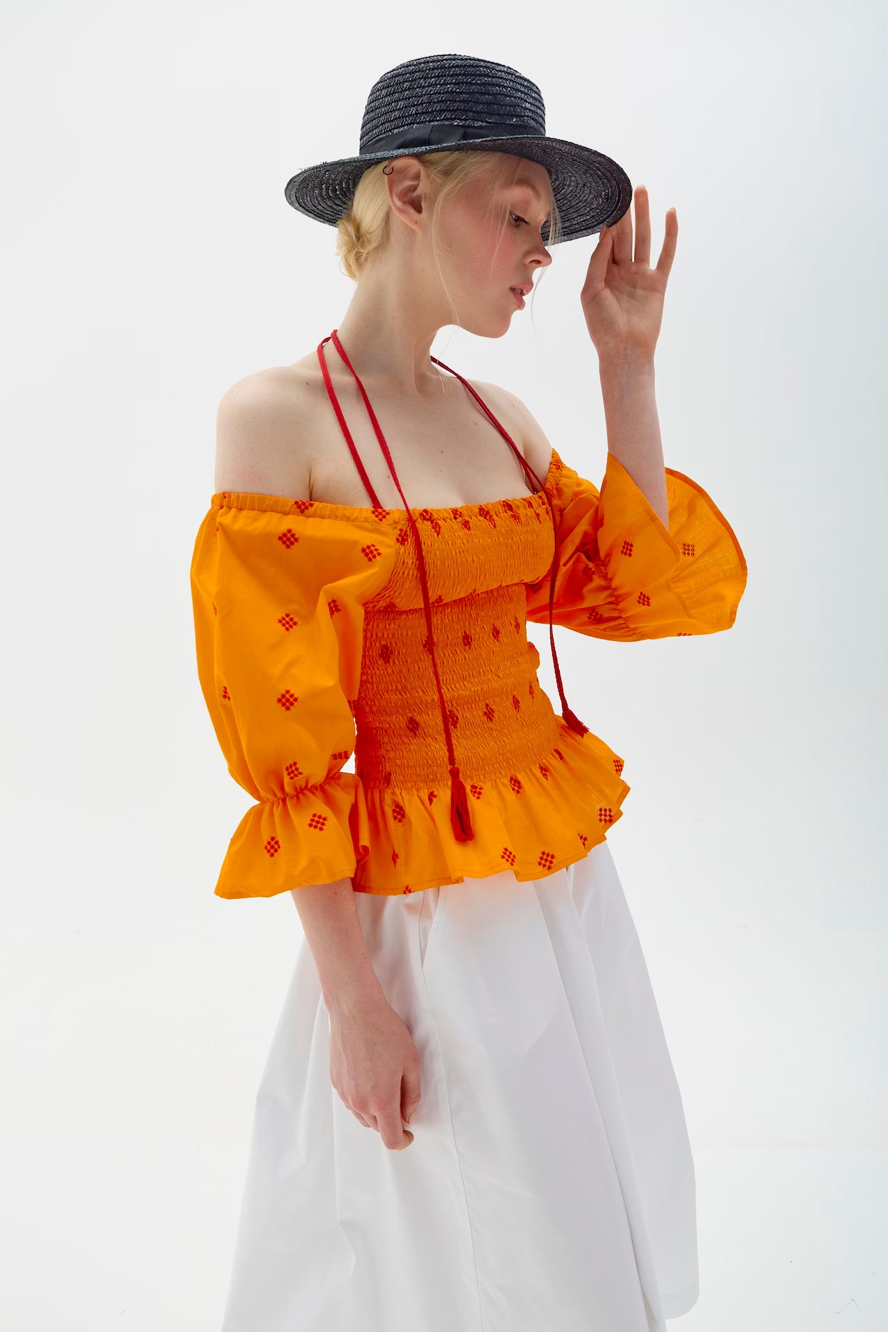 ORANGE TOP WITH EMBROIDERY