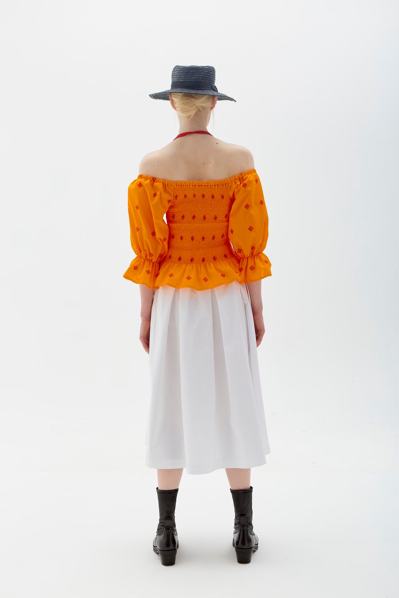 ORANGE TOP WITH EMBROIDERY